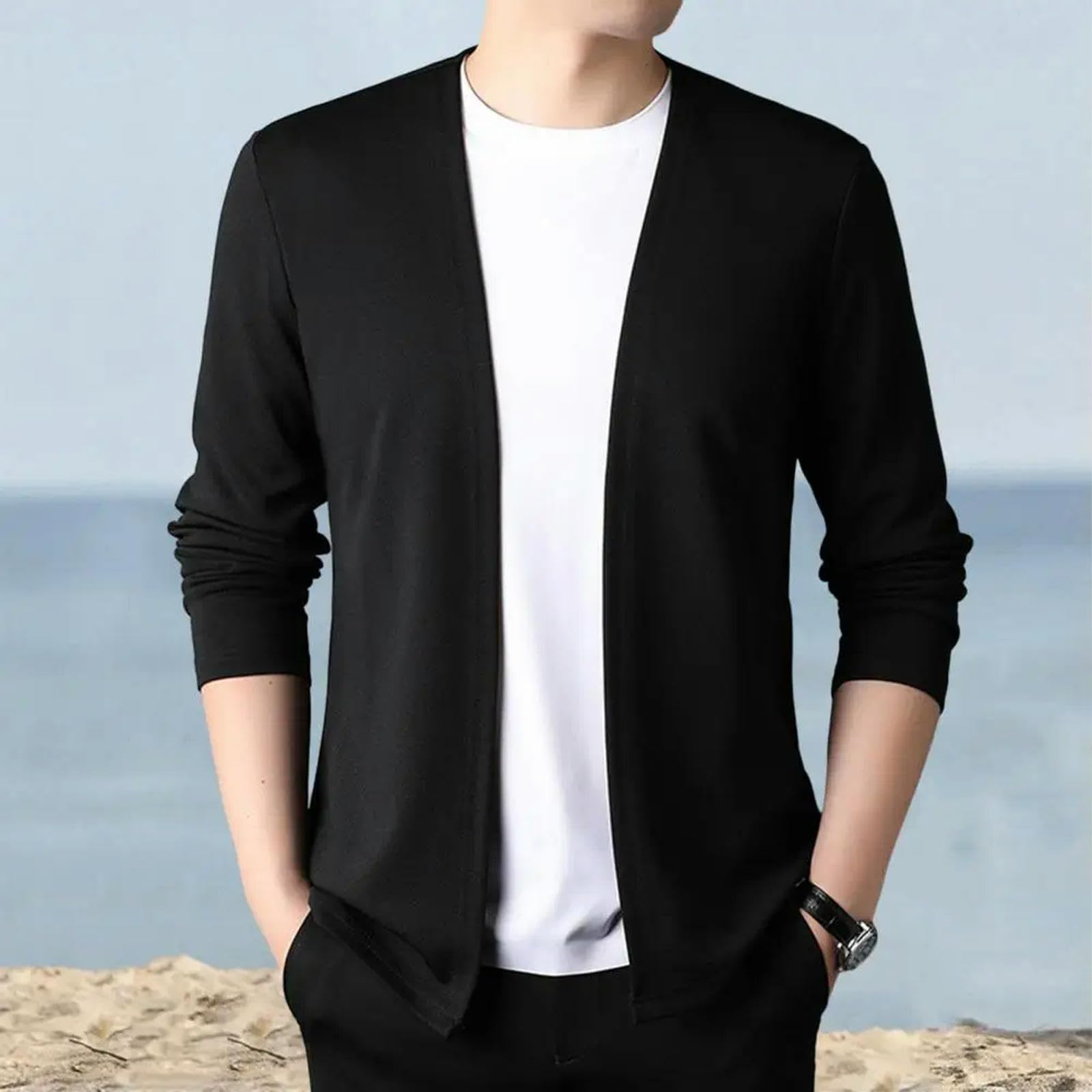 Maglione Uomo Significa Classica Maglione Slim Fit Cappotto Maglione Elegante Cardigan Maschile per Maschio di Primavera Autunno Casual Maschio-albicocca-2xl