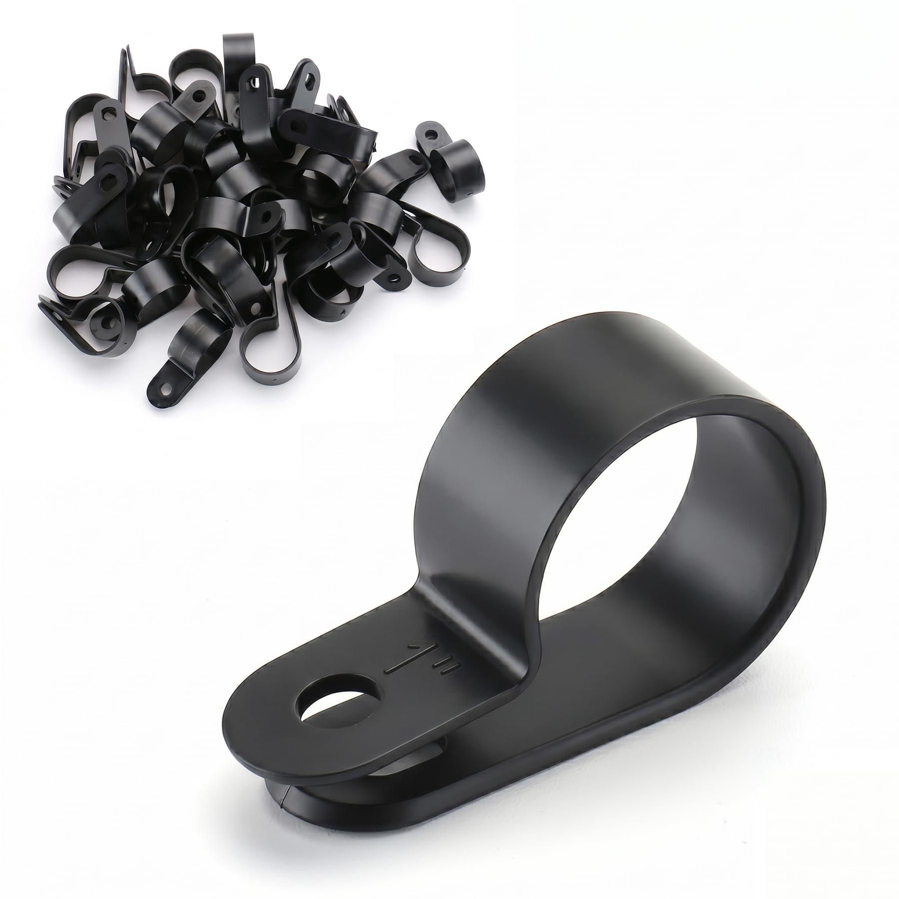 BAOMAIN 1-Inch R-Type Cable Clamps, 500-Pack Black Nylon Wire Management Clips, UC-6 Screw-On Cord Fasteners for Home, Office, and Industrial Use