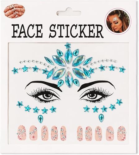 Festival Gem Face Stickers (Blue) | For Face