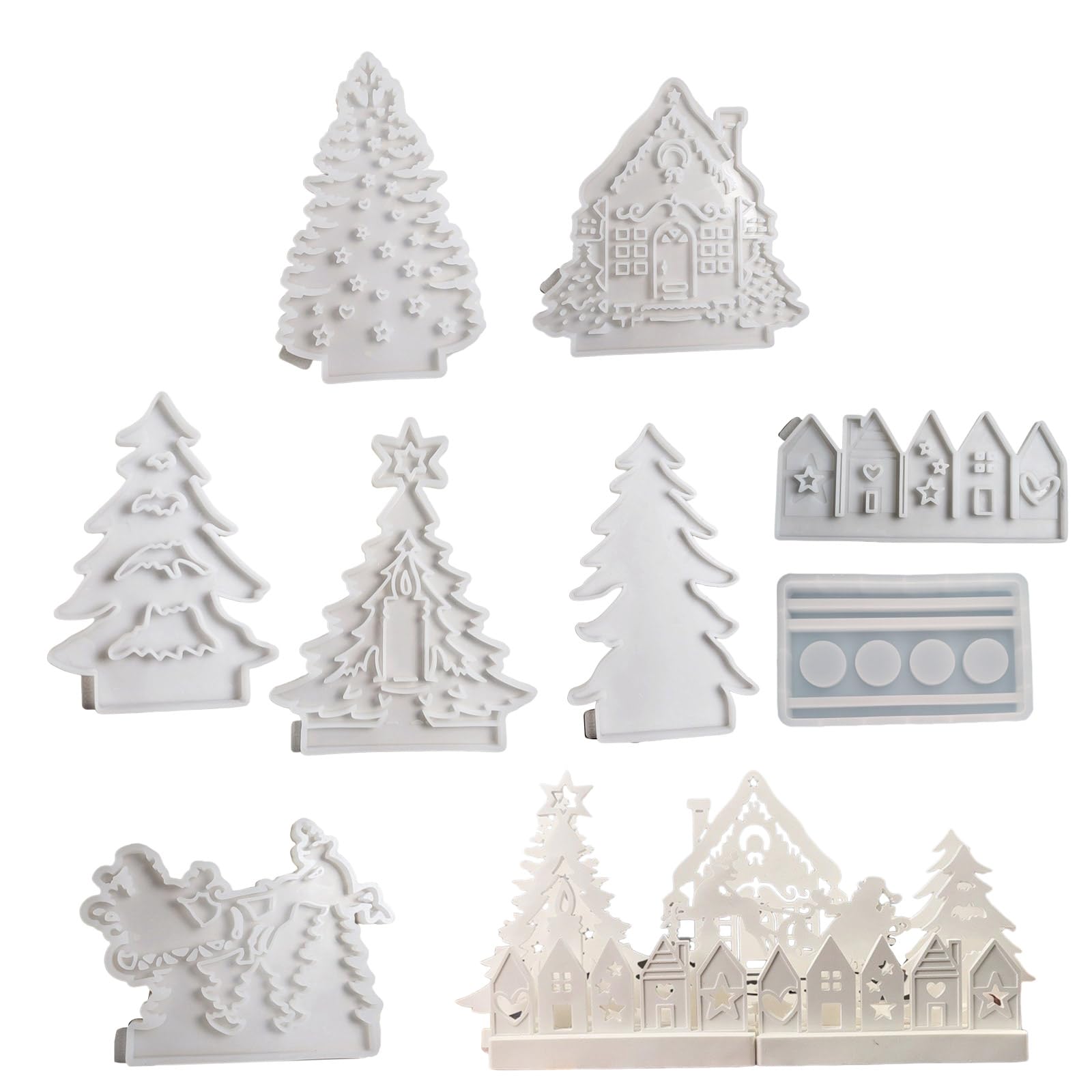 8 portacandele in silicone a tema natalizio per resina epossidica, portacandele, supporto, stampi per decorazioni natalizie