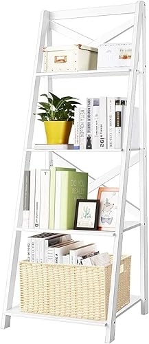 Estante de escalera de 4 capas, estantería de madera de pie independiente, estante de exhibición de plantas de flores, estantería de almacenamiento