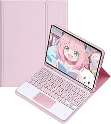Capa Para Tablet Com Teclado Bluetooth Para Samsung Tab S6 Lite 10.4 Polegadas (Rosa, Teclado de toque)