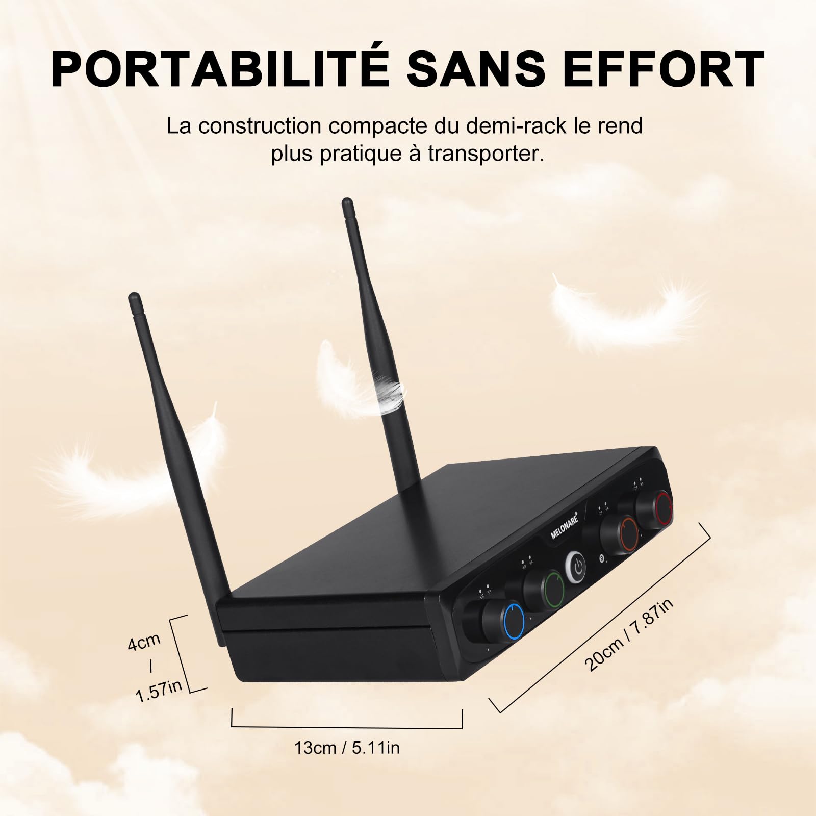 MELONARE Système Micro sans Fil UHF Compact à 4 canaux MWM-41-4B