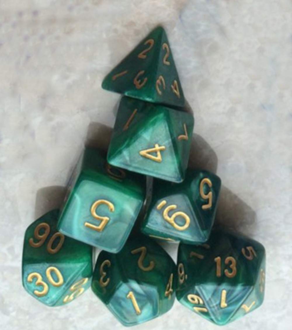 Bobozhong Green Polyhedral Dice,7Pcs Layered Polyhedral D&D Dice,For Dungeons And Dragons Rpg Mtg Table Games(Green)