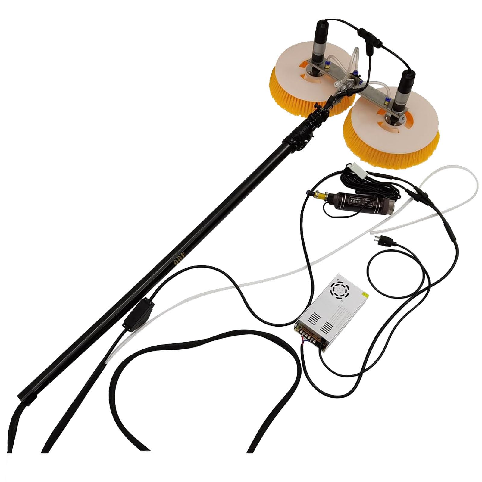 Cepillo Giratorio Doble Cabeza 70cm con Mango telescópico, Limpia el Doble Que uno Simple, Ahorra Tiempo y Mano de Obra, para Paneles solares y techos MainsElectricity-5.5m