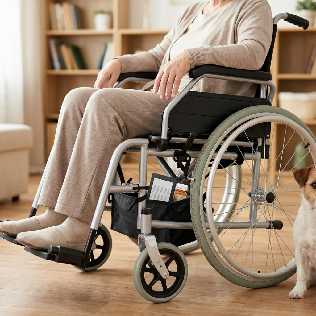 Torba na Wózek Inwalidzki, Ruchoma Konstrukcja, Duża Pojemność, Oddychająca, Czarna