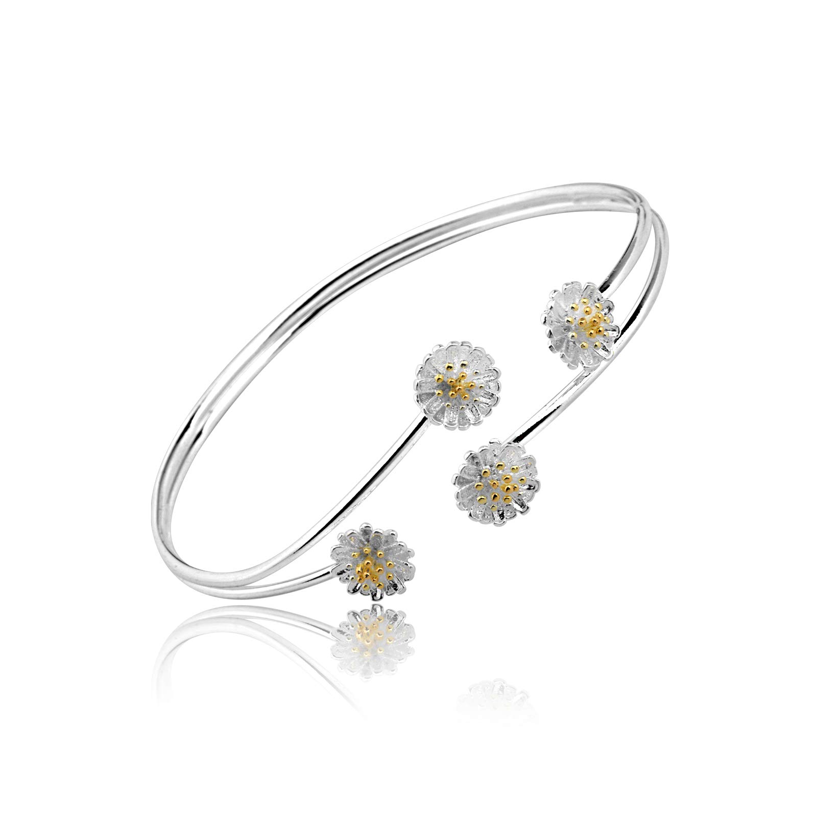 FAADBUK Personalized Daisy Flower Jewelry Dried Daisy Flower Earrings Dried Daisy Flower Bracelet & Necklace Daisy Flower Gift For Nature Lovers (Daisy Br-S)