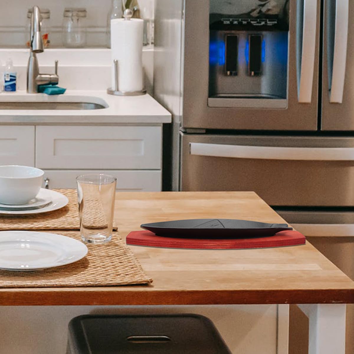 Poêle à Griller en Fer Plateau de Cuisson de Poisson, Design Compact et Facile à Ranger pour Steak et Barbecue Maison