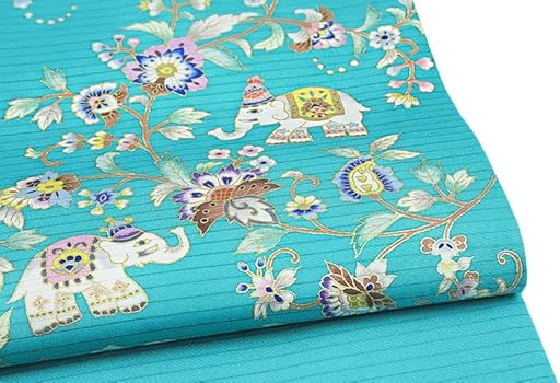 Amazon | 岡重 名古屋帯 九寸名古屋帯 夏物 象更紗 夏塩瀬 反物 トルコ