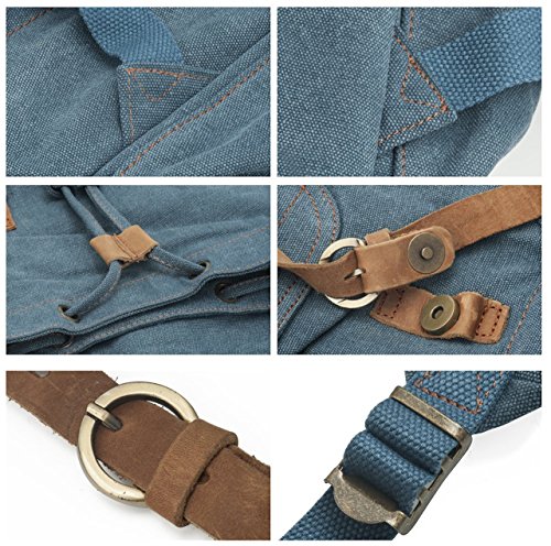Image of Vintage Canvas Backpack, HuaChen Mens Travel Rucksack for Laptop Hiking School Bookbag
