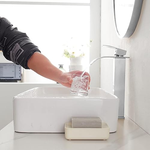 Miniatura 3 de Homevacious Grifo de baño cromado, grifo de lavabo de cascada, grifo de fregadero de una sola manija, grifo moderno de un solo orificio para lavabo
