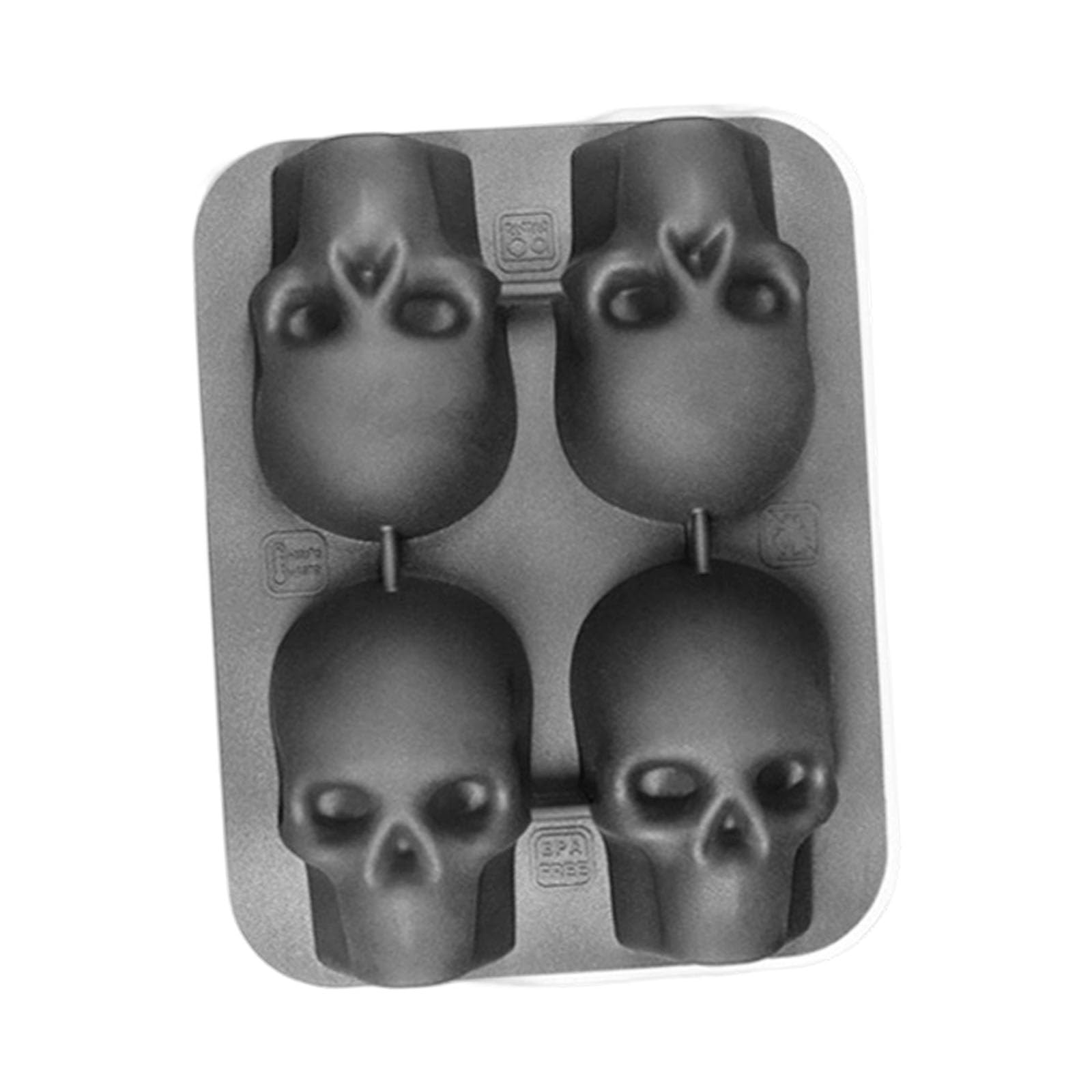 Kaeltsyn 3D Skull Silicone Ice Block Mold 4/6 Cavity Skull Block Mold Suitable for Novelty Supplies Flexible Tray