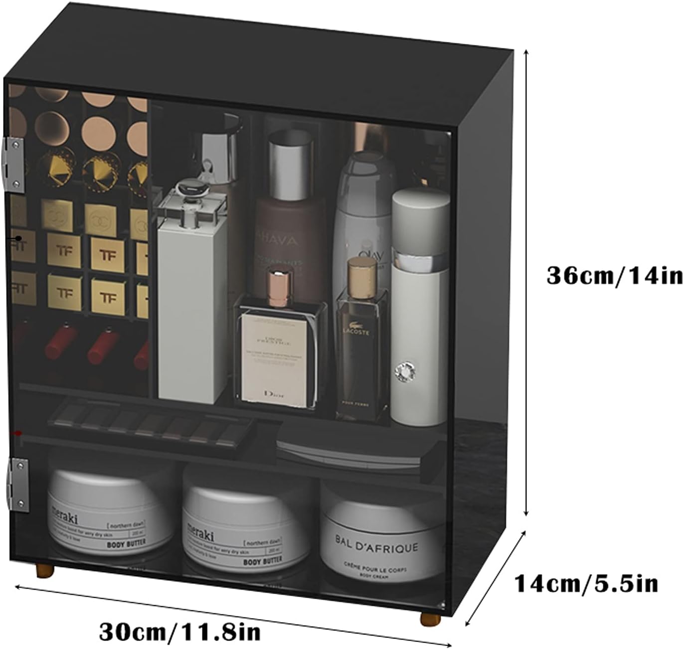 Cosmetic Skincare Organisers Acrylic Makeup Storage Cases transparent Cosmetics cabinet with drawer & Rhinestone Handle for Bathroom Countertop Bedroom Dresser Makeup Dis