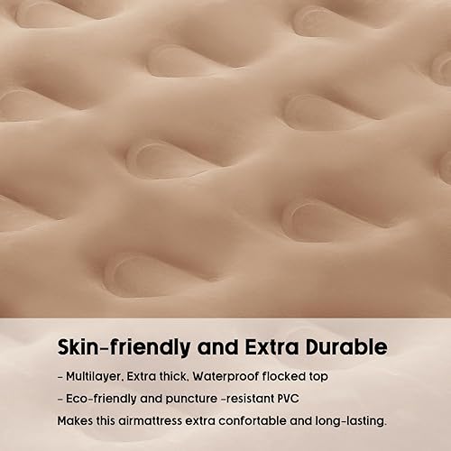 Miniatura 6 de NXONE Colchón de aire, colchón inflable individual de lujo, doble inflado, colchón de aire individual con bomba eléctrica integrada, cama de