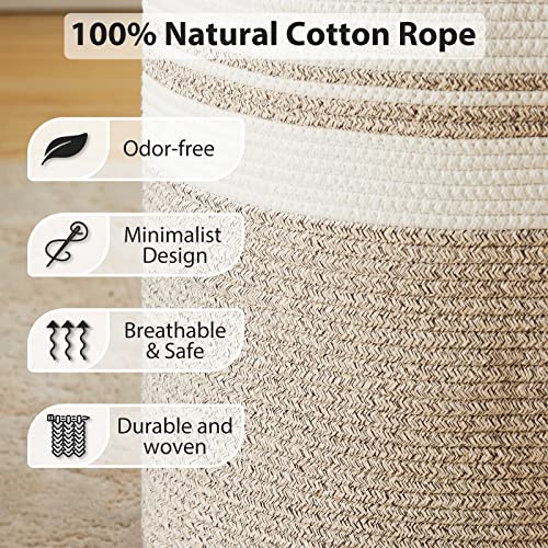 Fiona s magic Woven Laundry Hamper 58L Tall Blanket Storage Brown and White - image 4