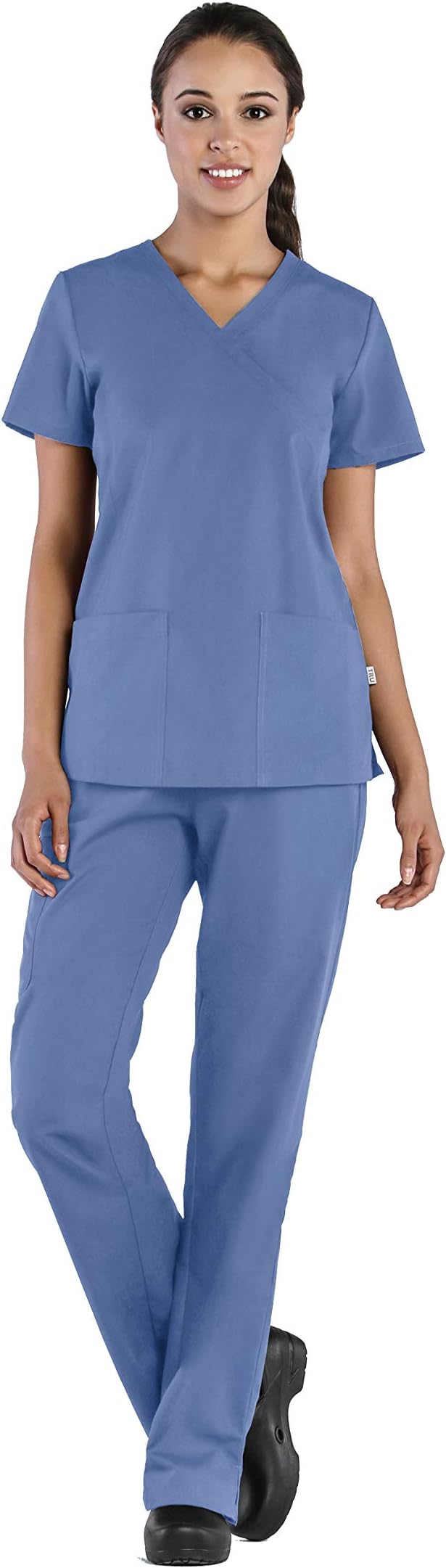 Tru Basic Womens Mock Wrap 2-Pocket Top 10103 & Full Elastic Multi Pocket Cargo Pant 90103 Scrub Set
