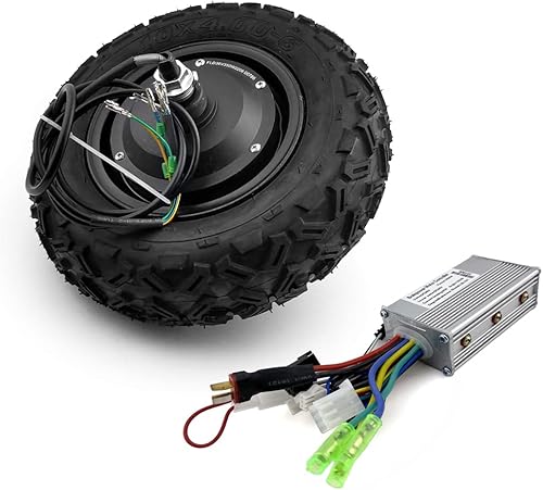Miniatura 1 de L-faster Rueda de aire de 10 pulgadas 350 W motor eléctrico sin escobillas con neumático todoterreno sin cámara de alto toruqe para carretilla y