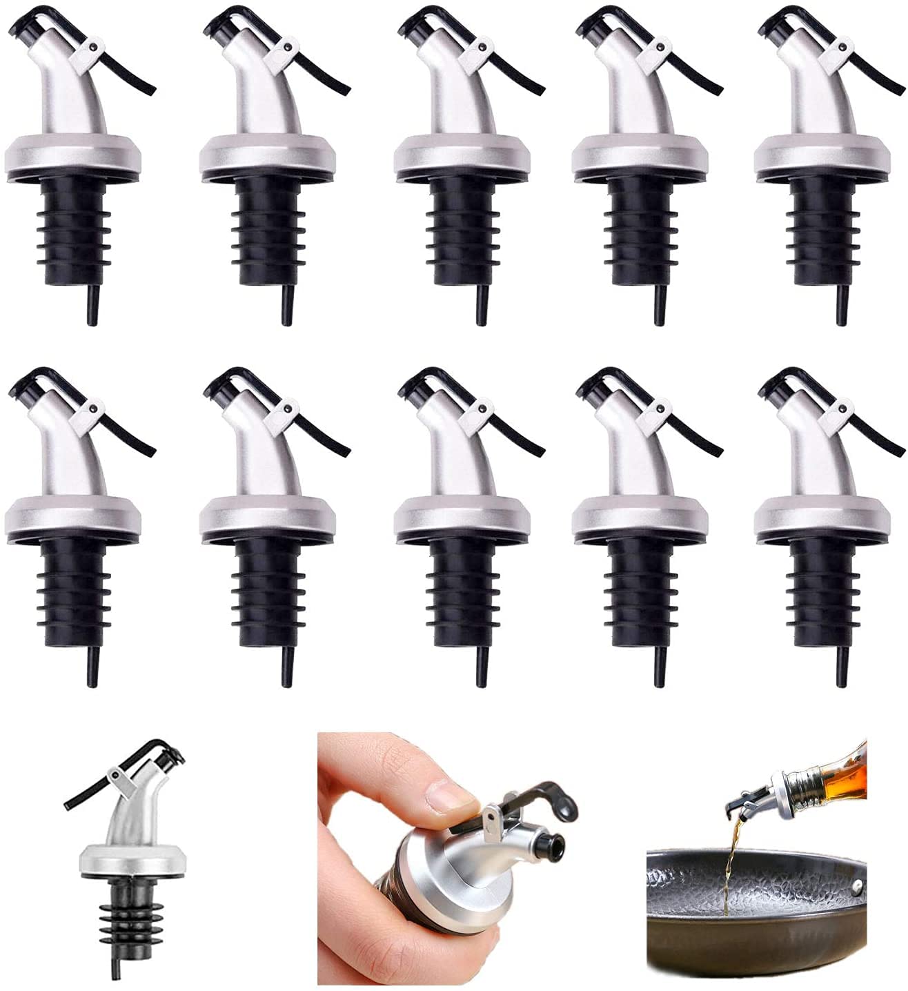 WENGONVILA 10 Pcs Olive Oil Pour Spouts, Oil Vinegar Wine Dispenser with Leakproof Nozzle, Oil Bottle Stopper Liquor Pourer Dispenser with Cleaning Brush Kitchen Tools. (10) (B0B5V76DM4) Amazon Price History, Amazon Price Tracker