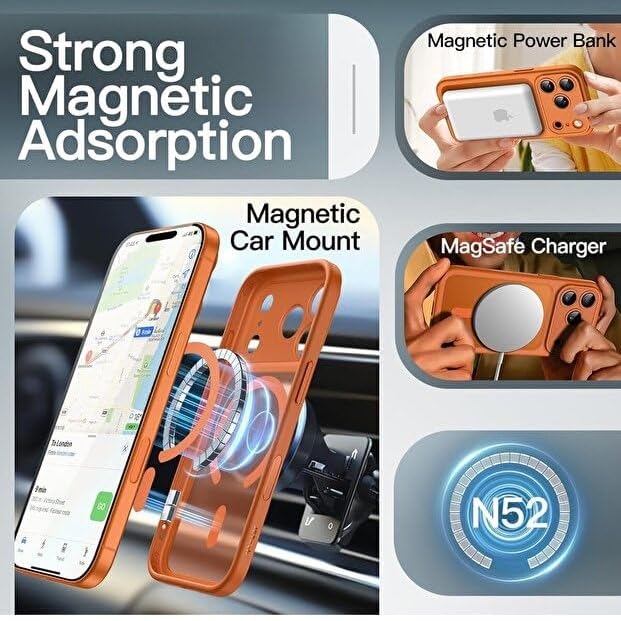Image of Elzzi Magnetic Case Compatible with iPhone 17 Pro Case (Compatible with MagSafe) Slim Translucent Matte Shockproof with Anti-Fingerprint Phone Case - Cosmic