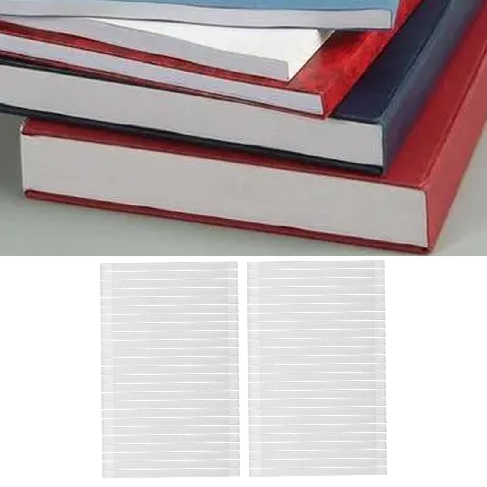 Set di 5 strisce di colla termica da 10 mm di larghezza, per rilegatura, album e libri di testo, 50 pezzi, 28,5 x 1 cm