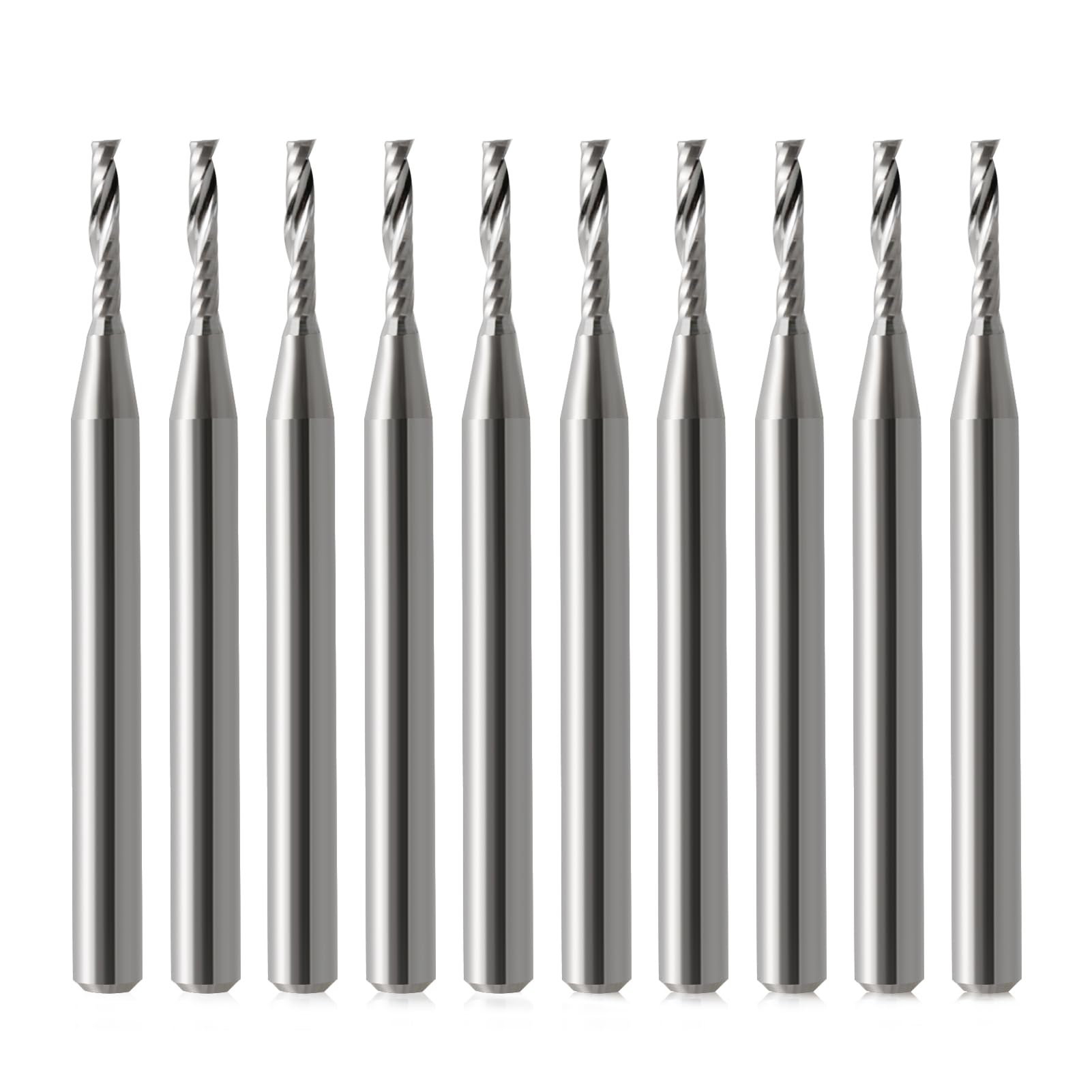 HOZLY1/8 Shank CNC Router Bits O Flute End Mill Single Flute Spiral Router Bit Up Cut Milling Cutter with 1/16 Inch Cutting Diameter for Acrylic Plastic MDF (10)