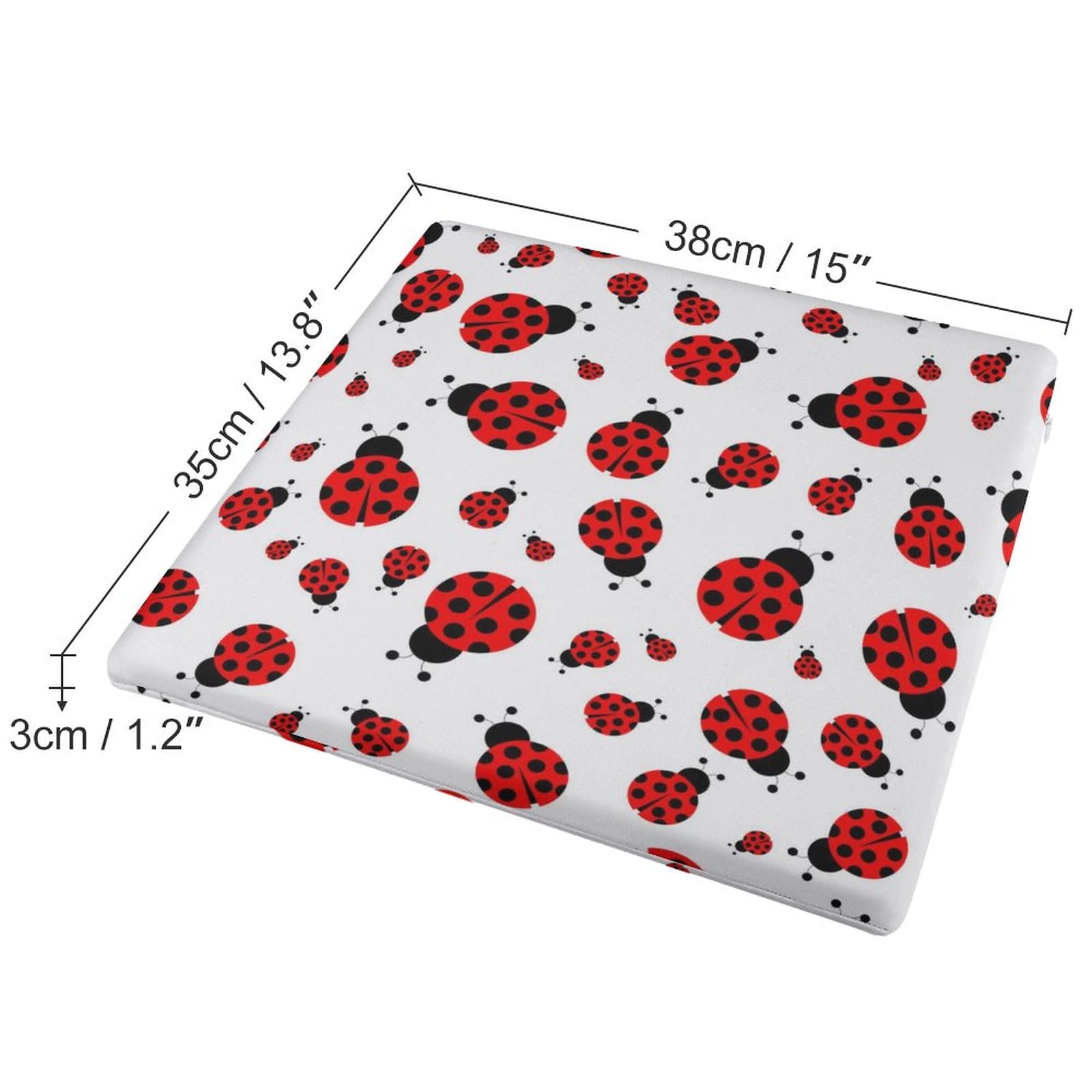 Chair Cushions Compatible with Ladybug Red Black Dots White for Dining Chairs, Comfy Square Memory Foam Seat Pad, Sofa Chair Stool Decor Cushion, Outdoor Patio Seat Cushions for Pressure Relief