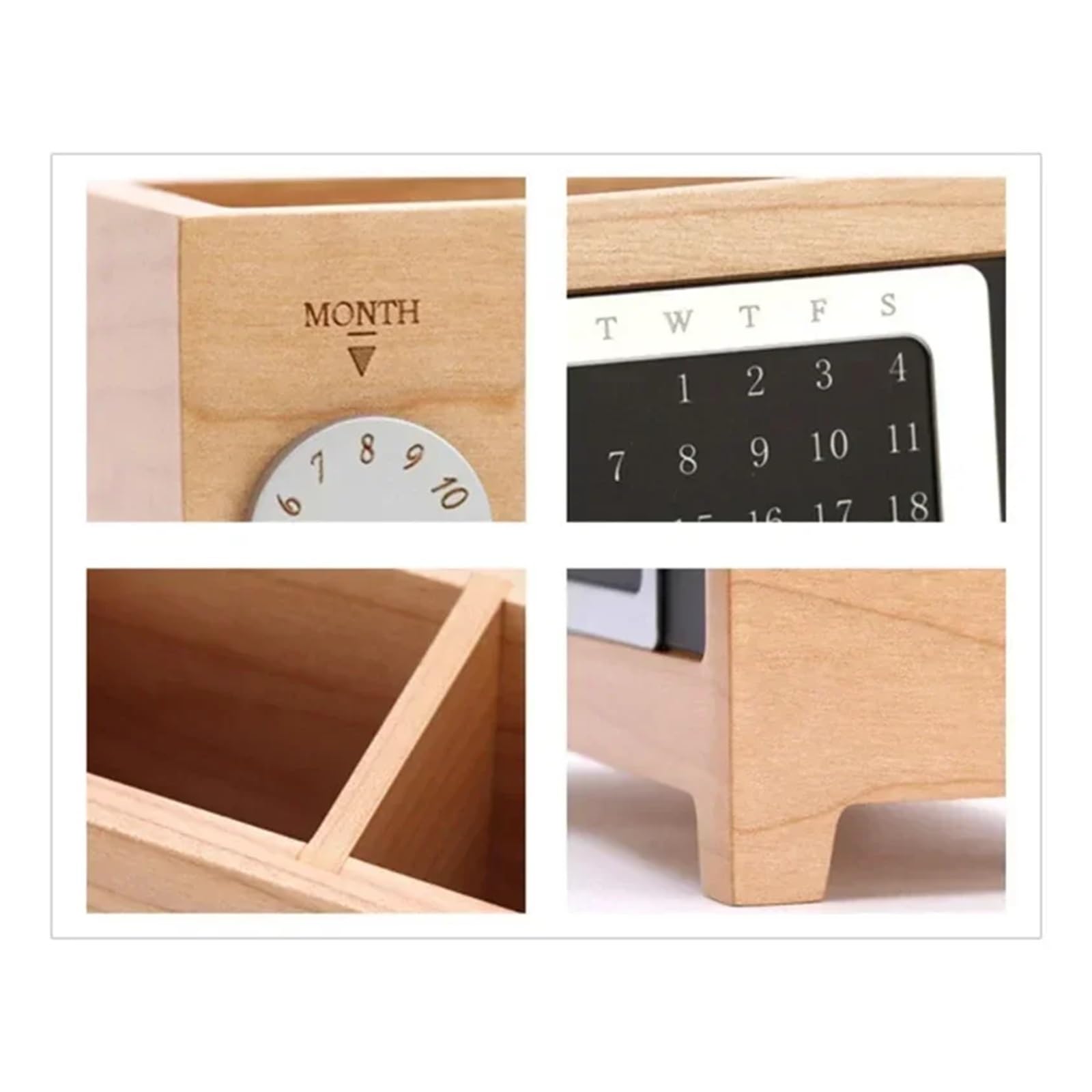 Schreibtisch Organizer Stationery Control Wooden Multifunctional Box Organizer Holder Remote Storage Pen Pencil Desktop Calendar Creative(Walnut)
