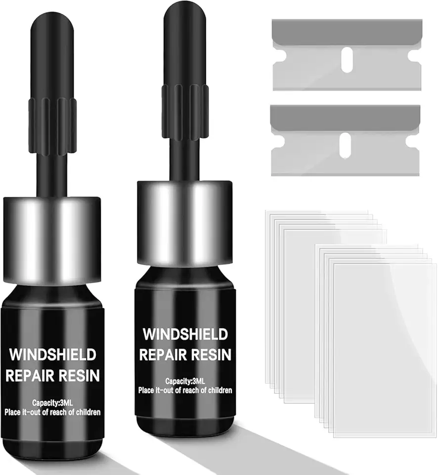 Windshield Repair kit, DIY Glass Cracked Repair Kits, Easy to Use Automotive Glass Nano Repair Fluid, Scratch Chip Cracks Repair Kit (2 Pack) (Black)