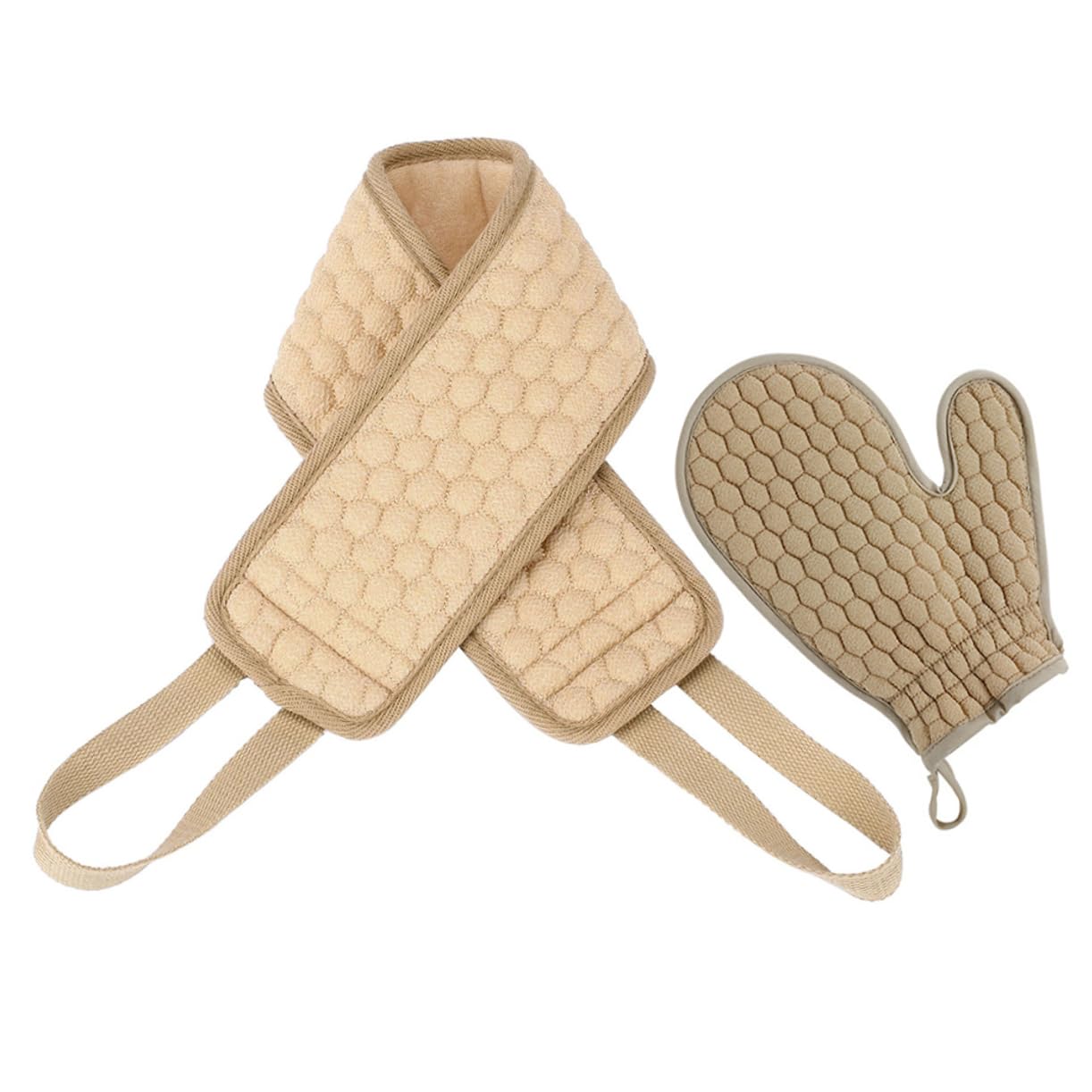 Healeved 4pezzi Guanti Da Esfolianti Con Striscia Lunga e Doppia Faccia Teli Per Massaggio Corpo Facili Da Utilizzare Accessori Per La Pulizia Della