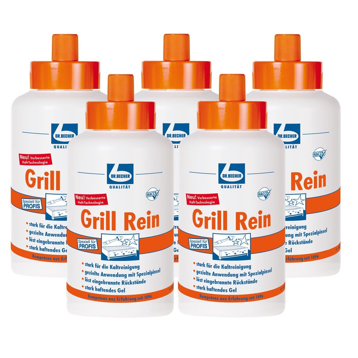 5x Dr. Becher Grill Rein für Grills, Fritteusen / 1 Liter