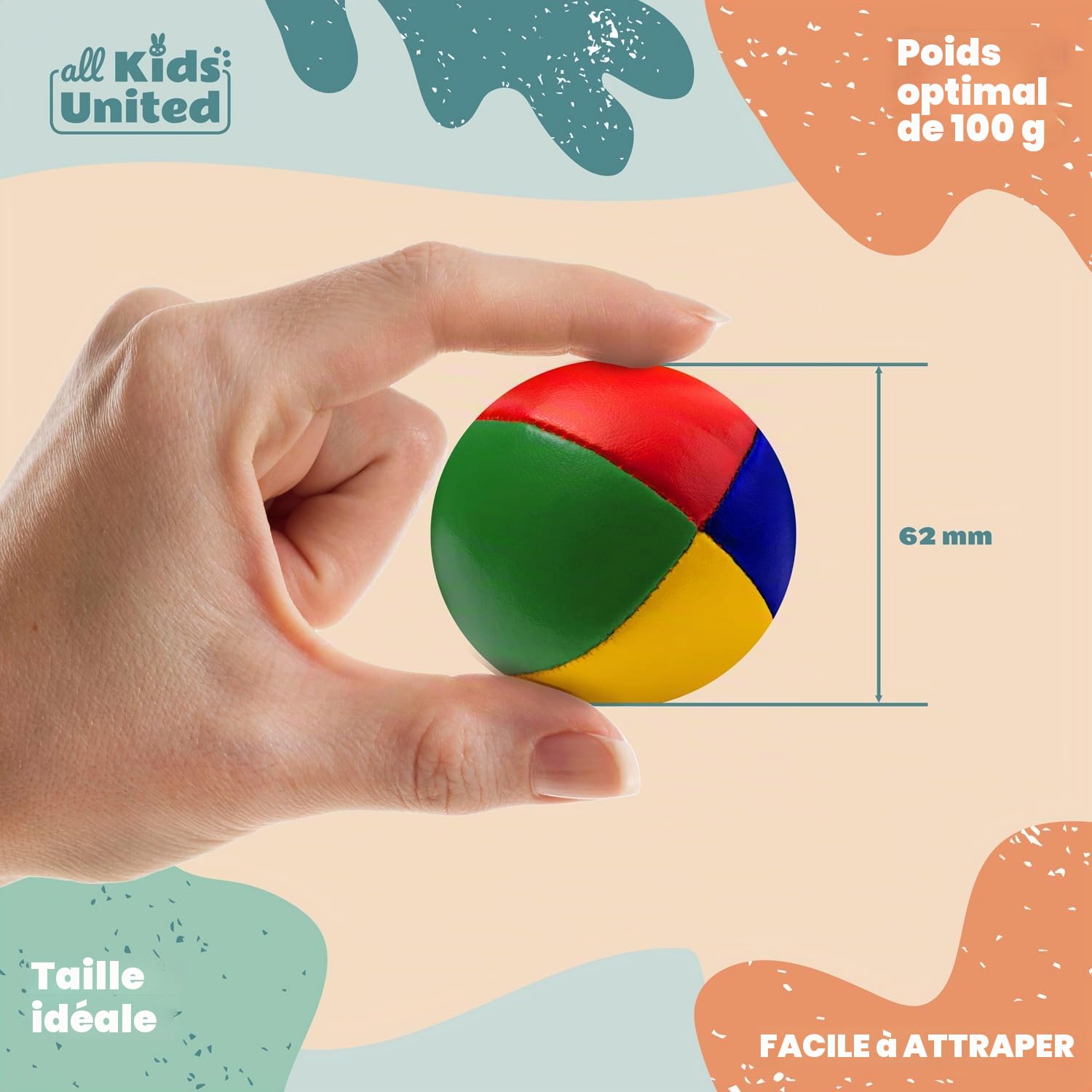 Set de 5 balles de jonglage professionnelles en sac jute pour débutants et avancés