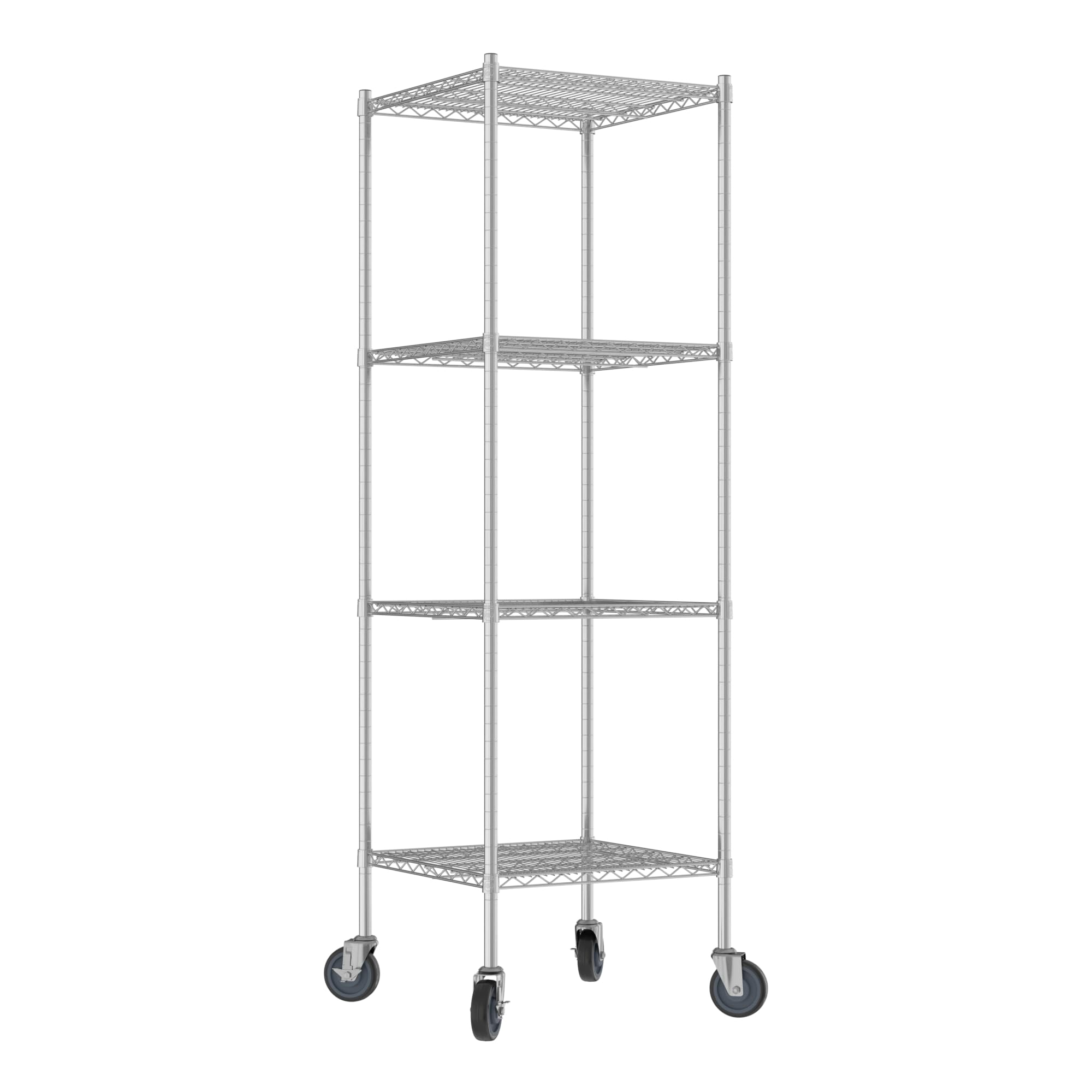 QUIET BOOK Commercial NSF Listed Chrome Mobile Wire Shelving Kit 24