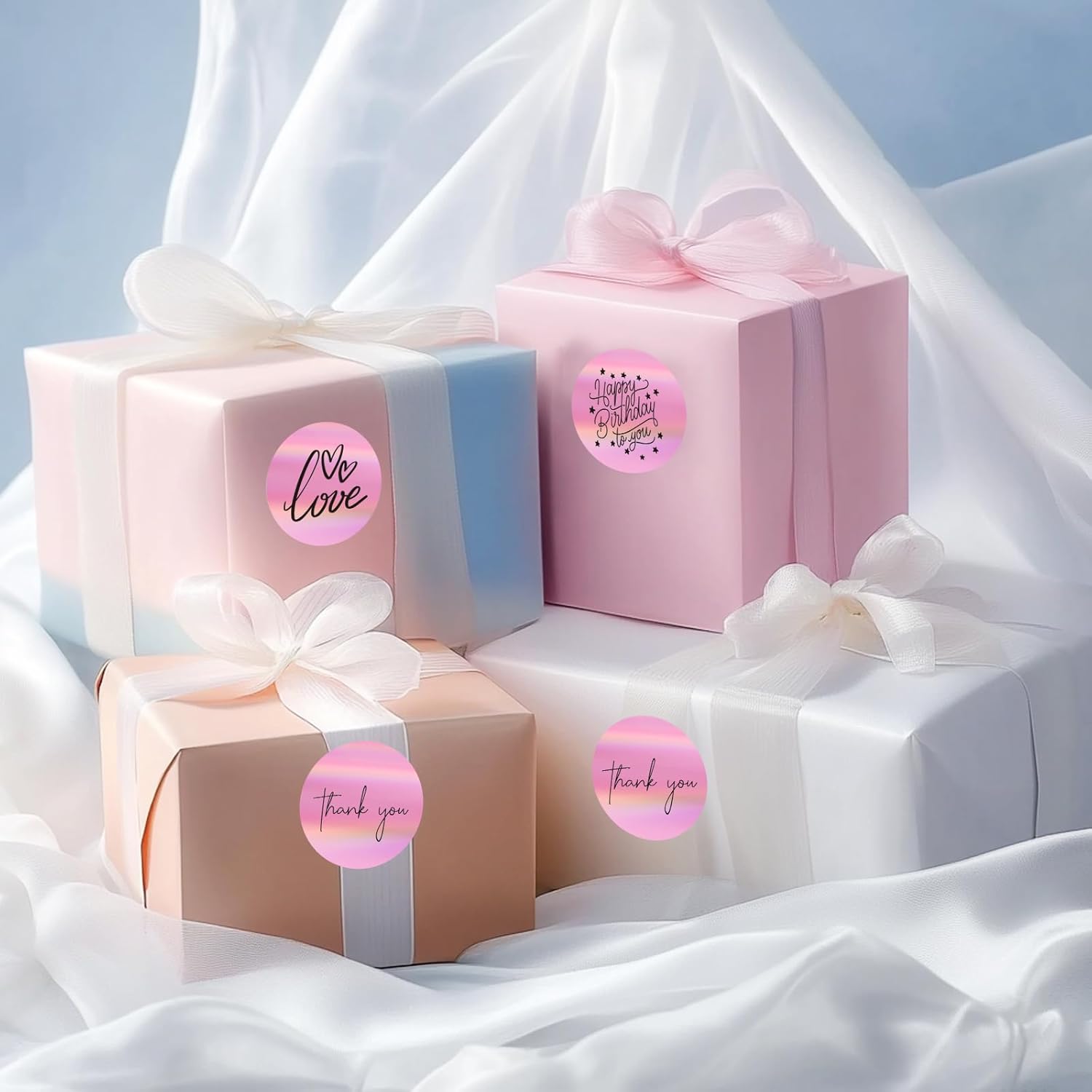 Holographic Thermal Labels Stickers 1.5 inch, Glitter Round Direct Thermal Stickers Label, Perforation Line Design- 350 Sheets/Pink - Image 6