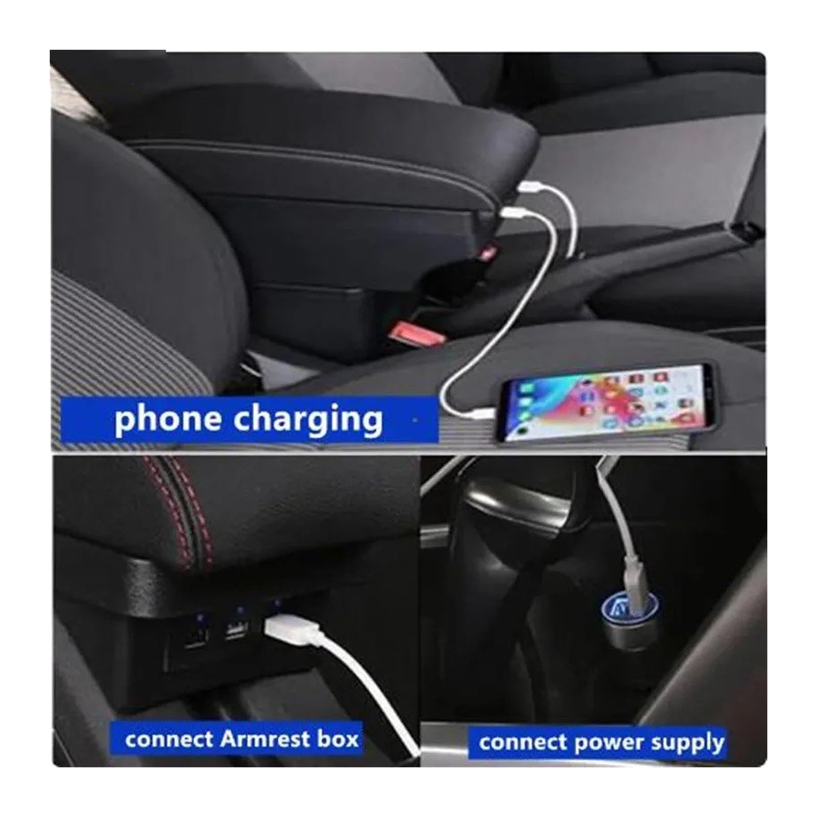 Scatola Portaoggetti Bracciolo Auto Per Peugeot 208 2008 2019-2025
