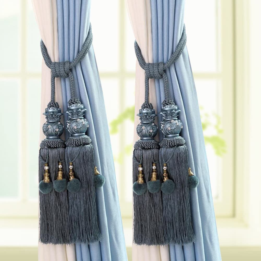 Corde à Rideau Double Boule, Boucle de Rideau, Sangle Suspendue, Crochet à Boule, Glands, embrasses, Accessoires de Rideau, décoration de la Maison, 4,11