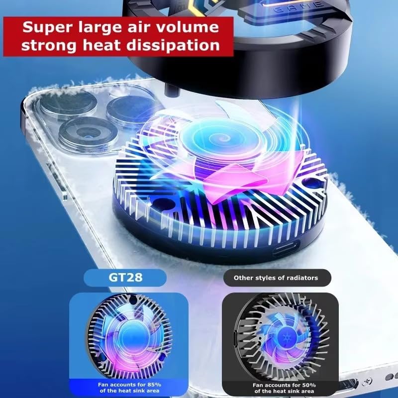 Image of BKN Fast Ultra Cooling Mobile AC Fan Magnetic Radiator | Mobile Cooler USB Powered Fan Cooling Radiator Game Cooler -3 degree for Mobile Phone Gaming, Live Streaming (GT28 fan)