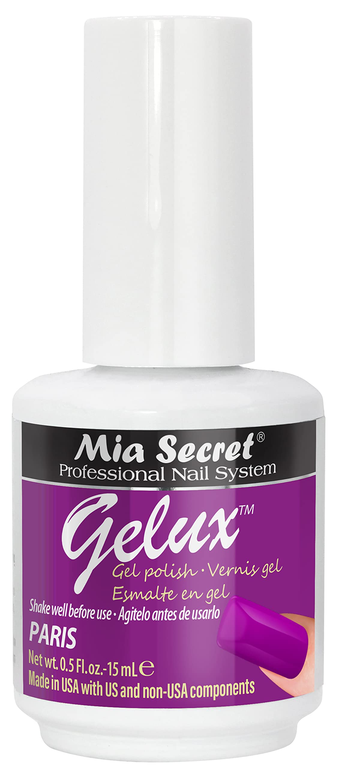 Mia SecretGelux Soak-off gel nail polish color Paris - Gel polish cured with nail lamp - Esmaltes para uñas en gel de larga duración para lampara uv - Esmalte en gel color Paris