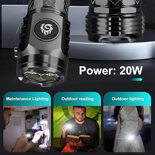 Miniatura 2 de FIALAME Mini linterna de monstruo de tres ojos, mini linterna flash súper potencia, pequeña linterna LED potente recargable, linternas de mano de