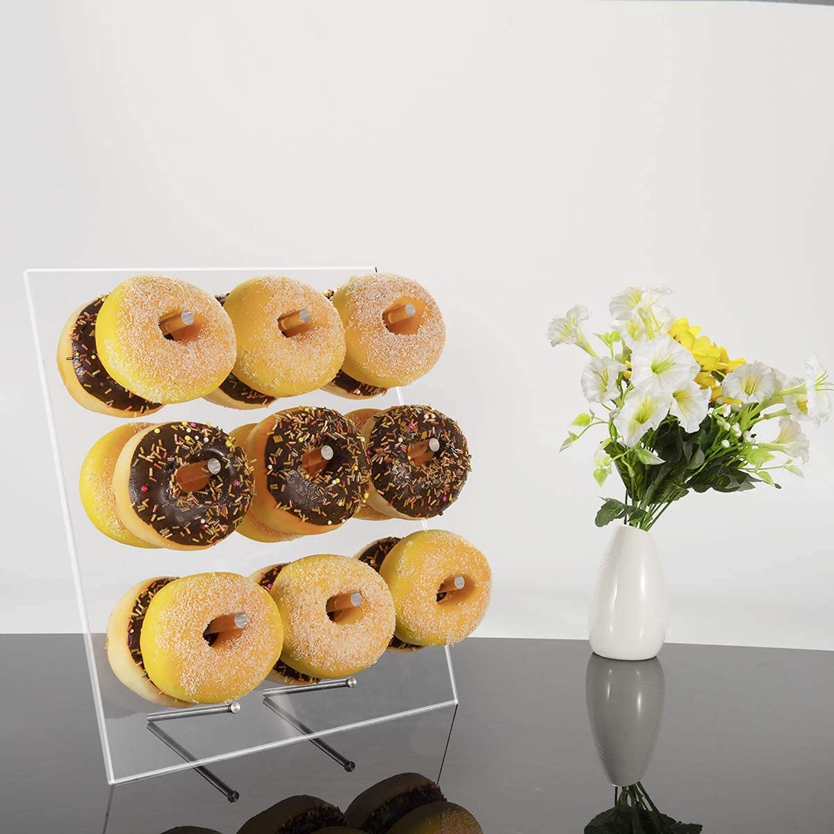 NIUBEE Acrylic Donut Wall Display with Easel Stand 2 Packs, Clear Bagel