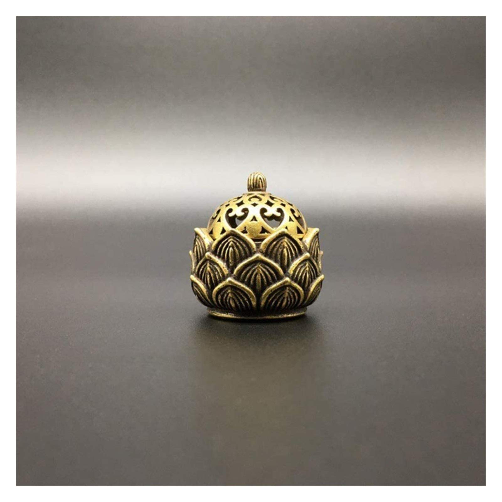 LXYYYBuddha statue crafts Vintage Copper Mini Pocket Buddha Lotus Base Tower Incense Burner Ornaments Brass Hollow Lid Room Decorations Accessories