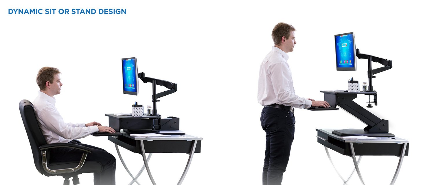 MountIt! SitStand Desk Converter and Height Adjustable Monitor Mount