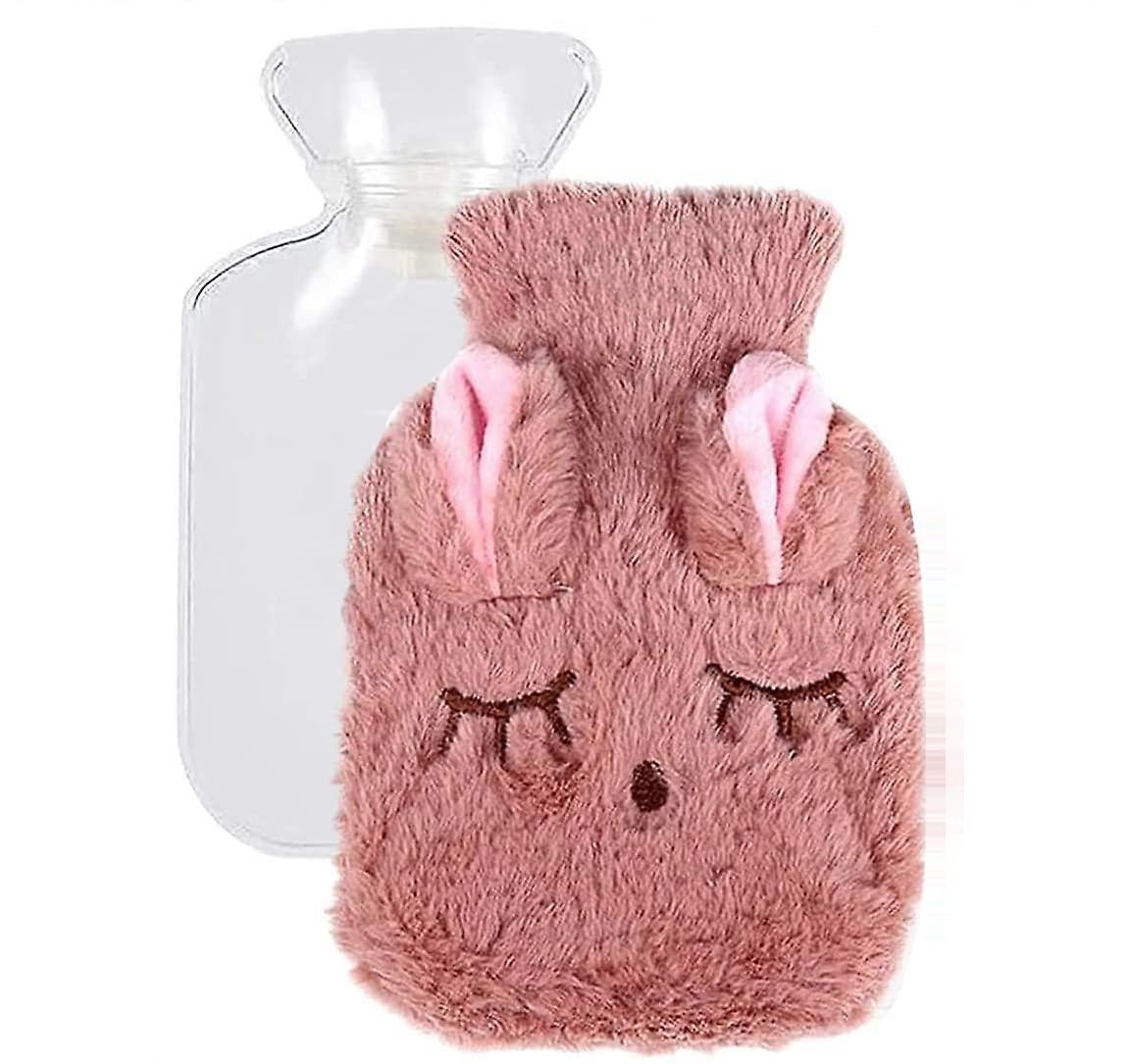 FYCAN 350 ml Baby Warm Plush Hot Water Bag Cartoon Rabbit Plush Water Warmer Removable and Washable Water Warmer Bag Comfortable Soft with Hand Cover for Pain Relief Pain Relief, Odorless-Multi