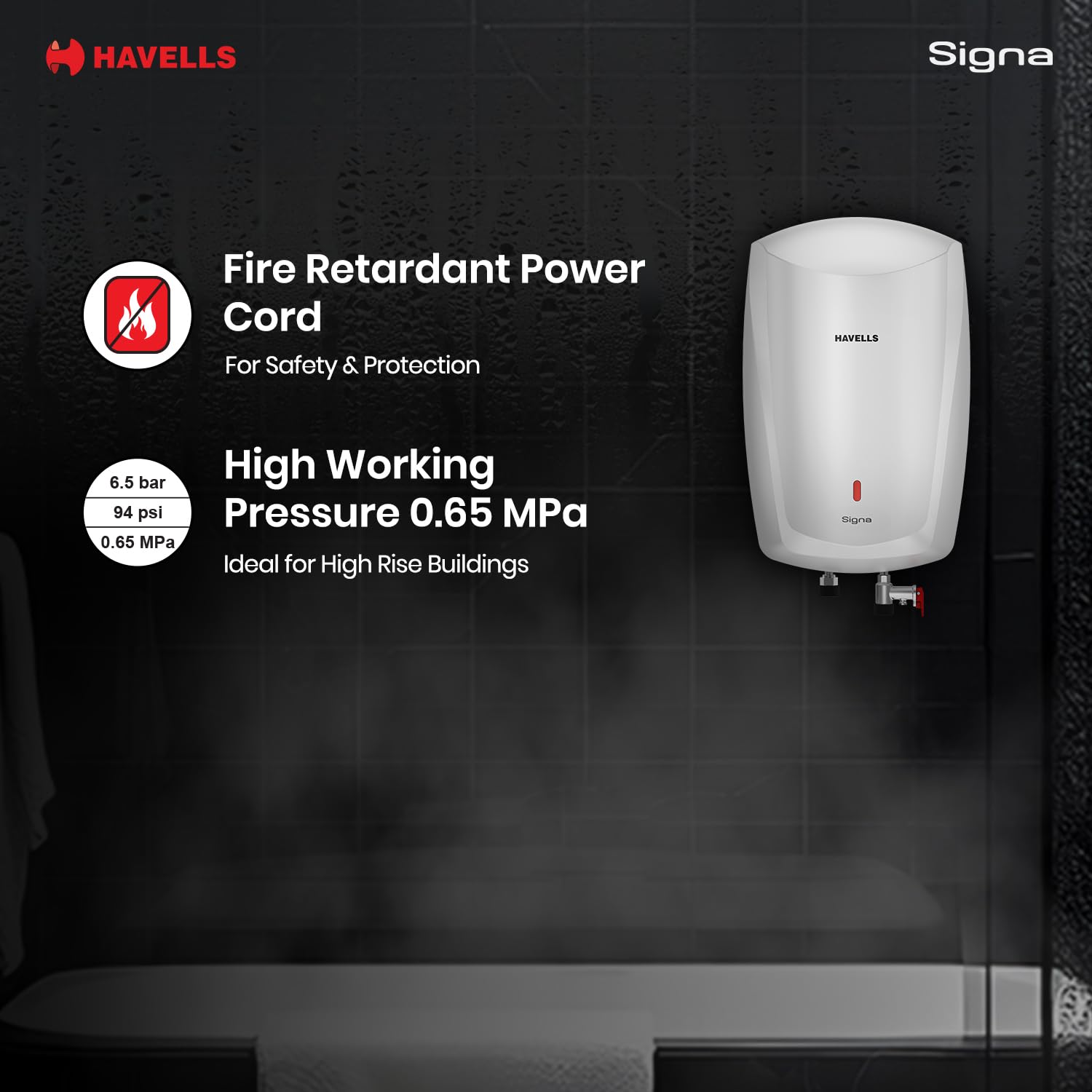Havells Signa 5L Instant Water Heater(Geyser) with Anti Rust Aqua Shield| Twin LED Indicator| Shock Proof Body| ISI Marked| Fire Retardant Power Cord| Warranty- 5Yr on inner tank & 2Yr comprehensive 4