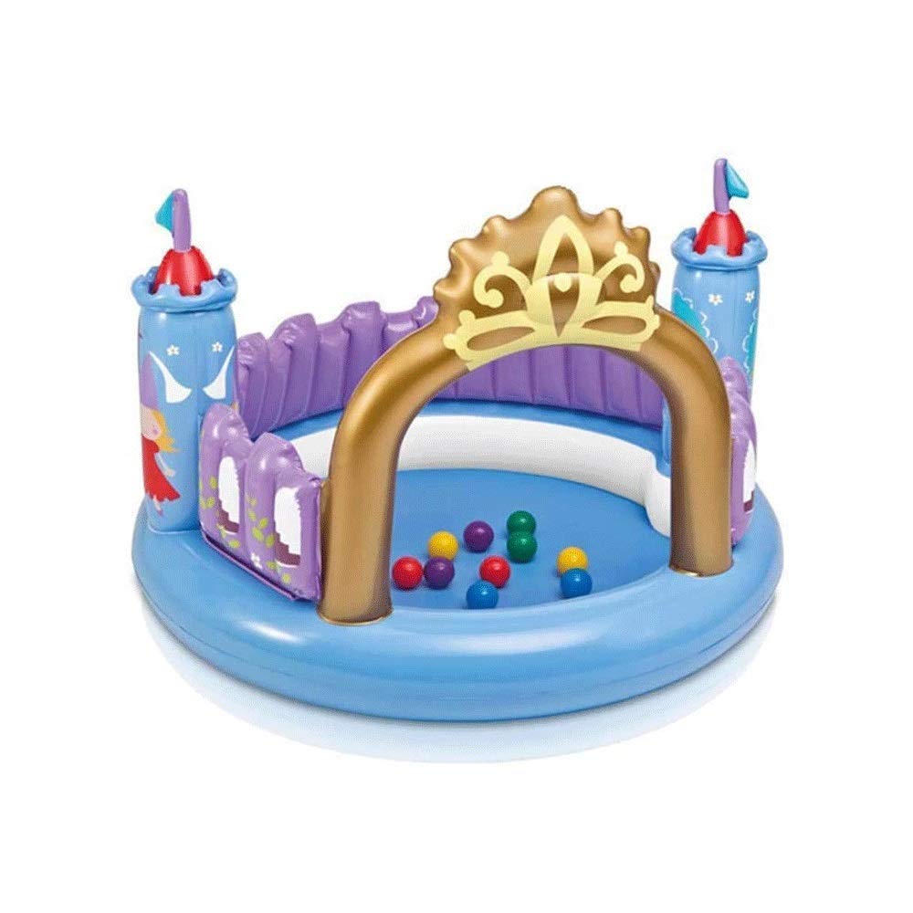 Kid Bouncy Castle Children's Toys Inflatable Princess Castle with Ocean Ball for Indoor and Outdoor entertainment, 130 * 91cm（Charged pump）