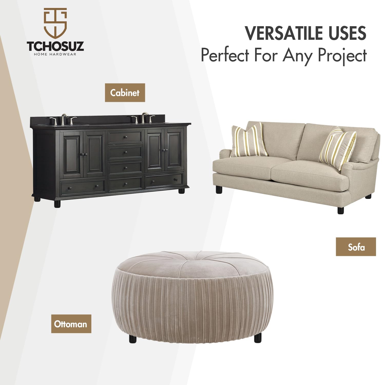 TCHOSUZ 4 inch / 10cm Wooden Furniture Legs - Image 2