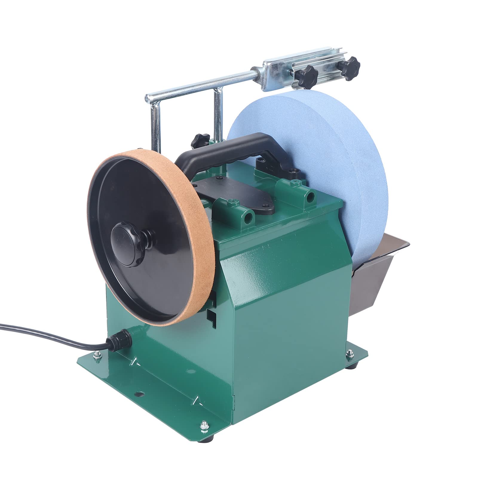MhdunueSK Water Cooled Grinder,240W Water Cooled Grinder with 10 Inch Grit Sharpening Stone and 8 Inch Leather Stropping Wheel,Electric Phase Induction Motor