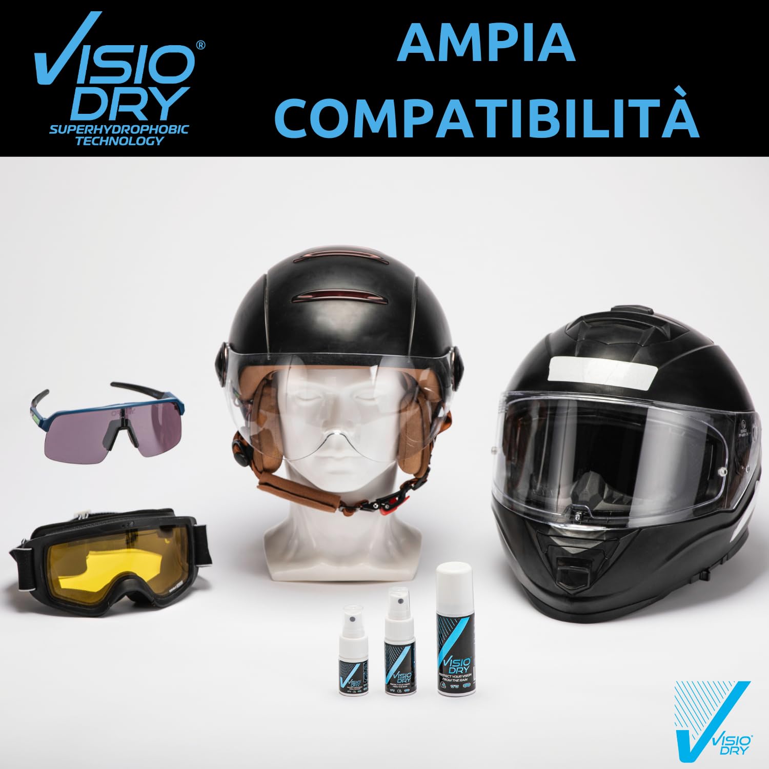 Aerosol antipioggia Visiodry – Occhiali, maschere & visiere – visione nitida con pioggia – 75 ml – VDA107