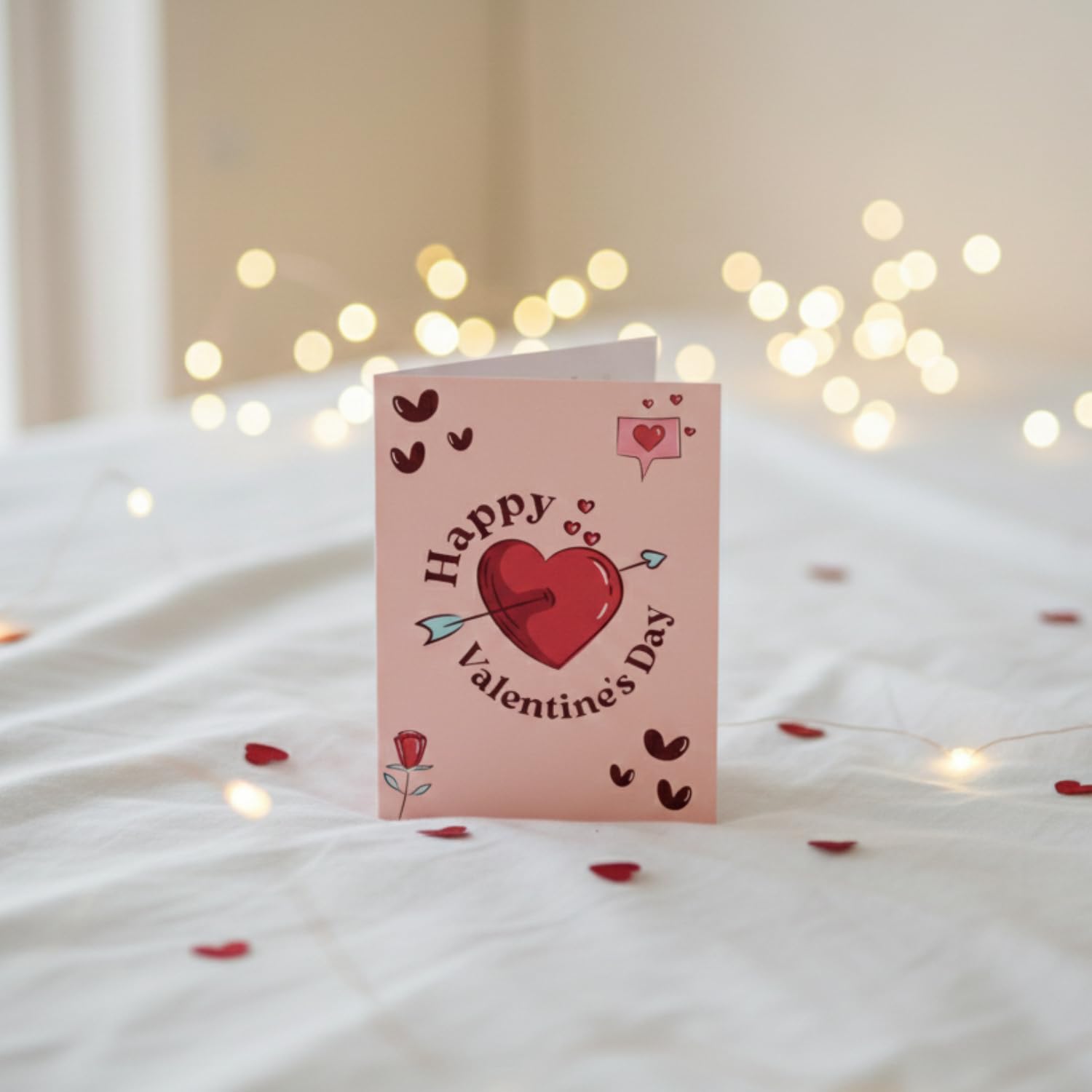 KHUSHA CREATIONS Happy Valentine’s Day Greeting Card for Love | Romantic Folded Card with Sweet Message Inside | Cute Couple Design | Valentine Card for Girlfriend, Boyfriend, Wife, Husband 2