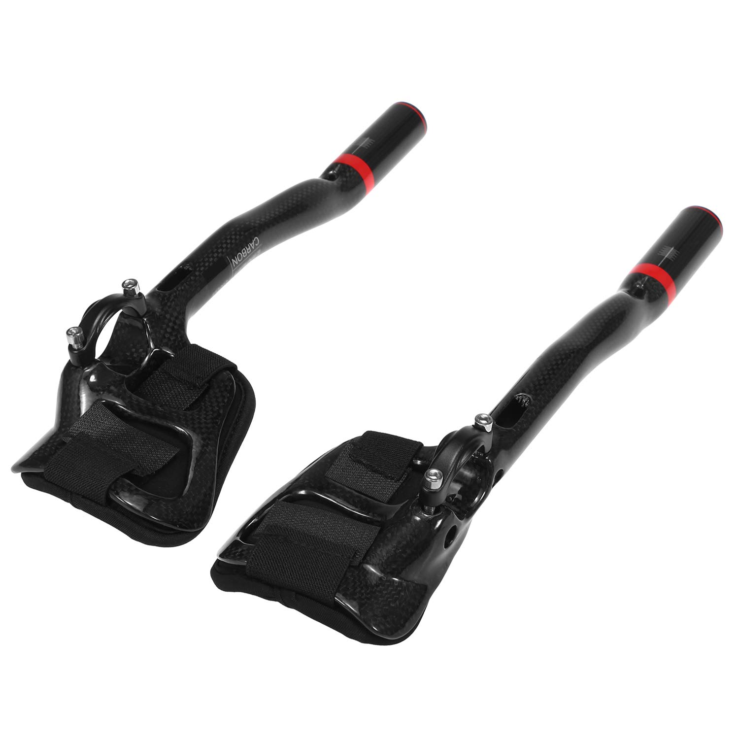 Kierownica rowerowa TT Aerobar z włókna węglowego 31,8 mm do jazdy na czas i triathlonu z wyjmowanymi podłokietnikami z gąbki - czerwony