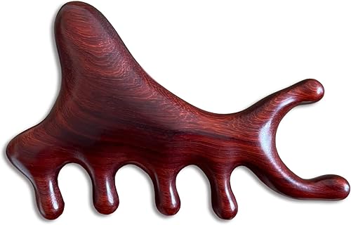 Peine de masaje de madera Gua Sha, peine de dientes anchos para cuero cabelludo, facial, masaje corporal, masajeador de sándalo natural,